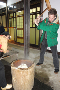 Mochi (rice cake) making