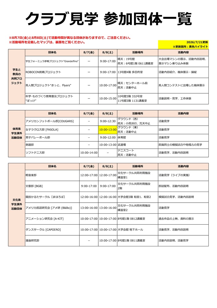 タイムテーブル